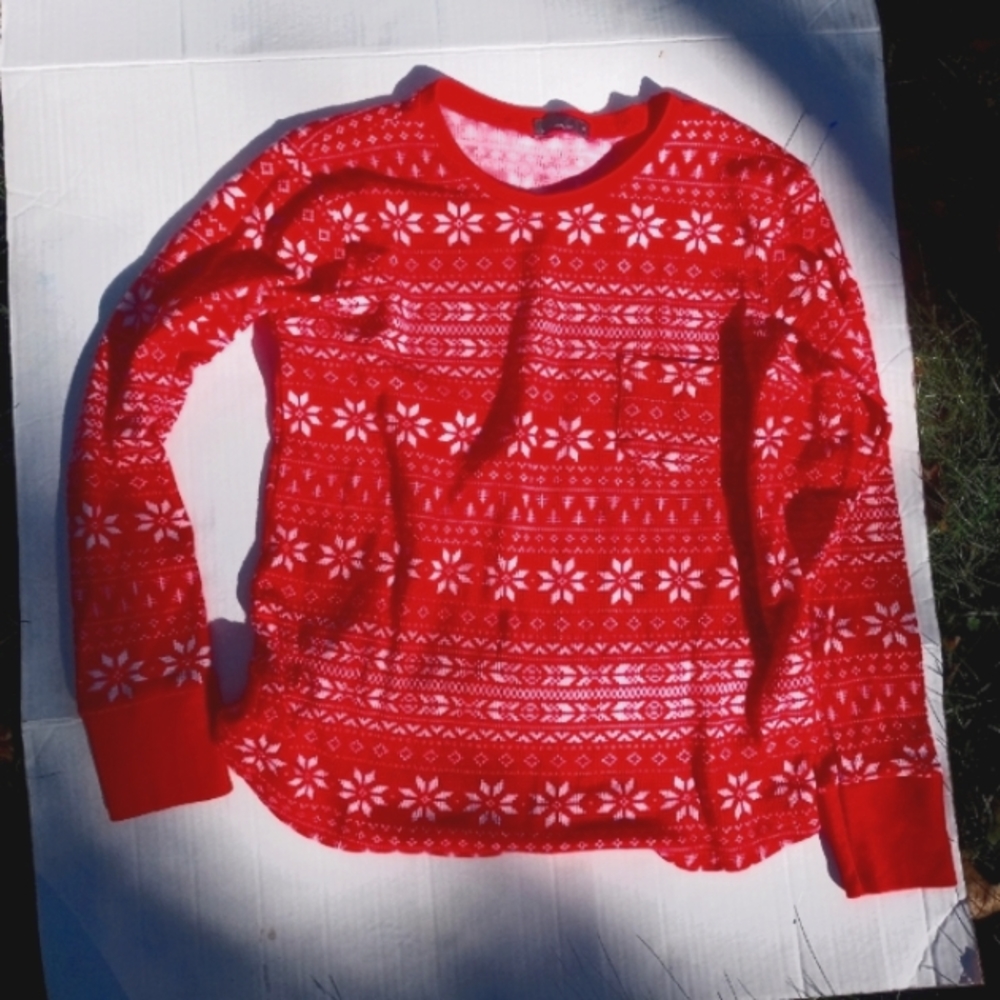 Noble Mount waffle weave snowflake Nordic pajama top